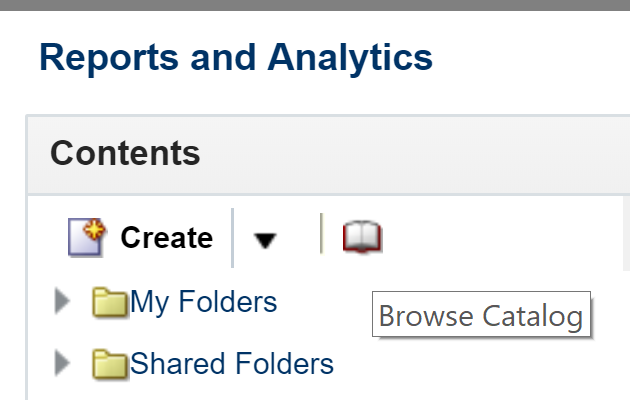 Browse Catalog in Reports and Analytics